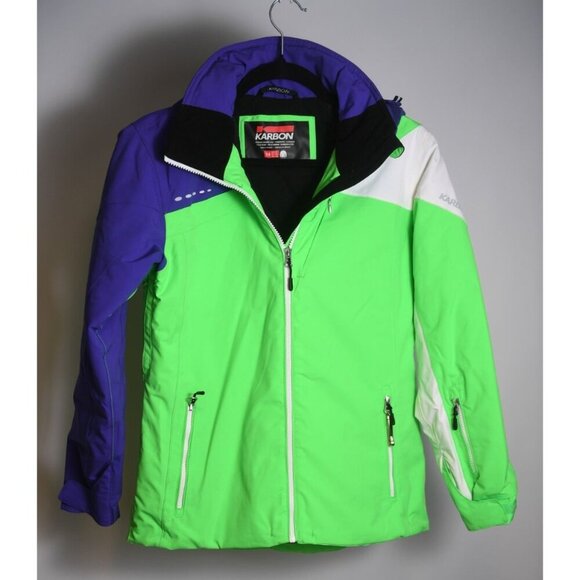 Karbon Other - Karbon Unisex Size 14 Snowboard Ski Jacket Zip Bright Green Purple